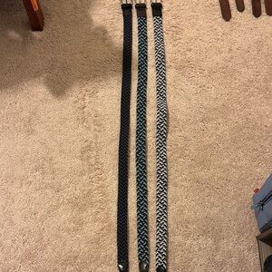 Set of Three Woven Belts in Black, Blue, and Gray